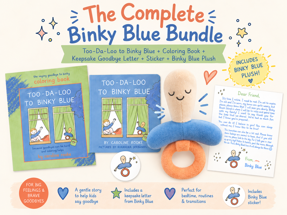 The Complete Binky Blue Bundle – Binky Blue Stuffy + Board Book + Coloring Book Gift Set for Toddlers